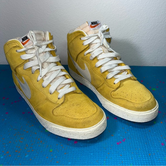 Rare Nike Mens Dunk High top AC 398263-700 Suede Varsity Maize Yellow Size 11 - Picture 3 of 10